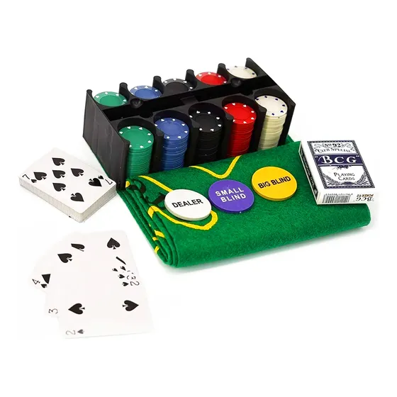 Set De Poker Con Paño Mazos De Cartas Naipes Juego Fichas