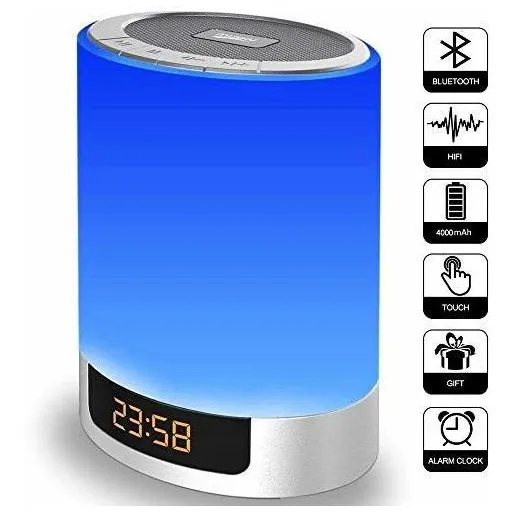 Reloj Despertador Altavoz Bluetooth Sensor Tactil Luz Para