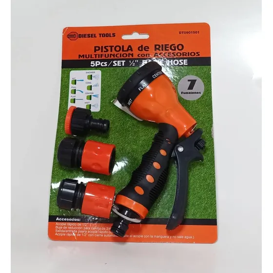 Pico Roseador Pistola De Riego Para Manguera 5 Adsesorios