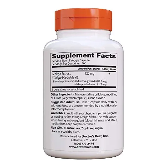 Suplemento Doctor's Best Extra Strength: Extracto De Ginkgo 