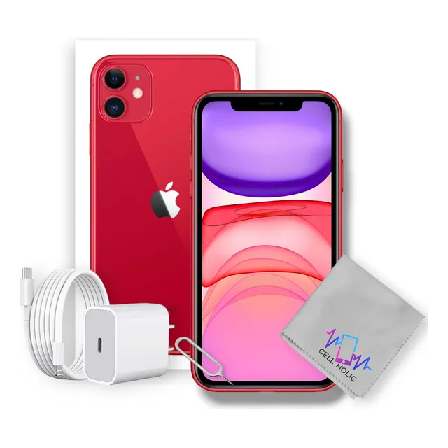 Apple Iphone 11 (128 Gb) - Rojo Caja Original Bateria 100% Rojo (Reacondicionado)