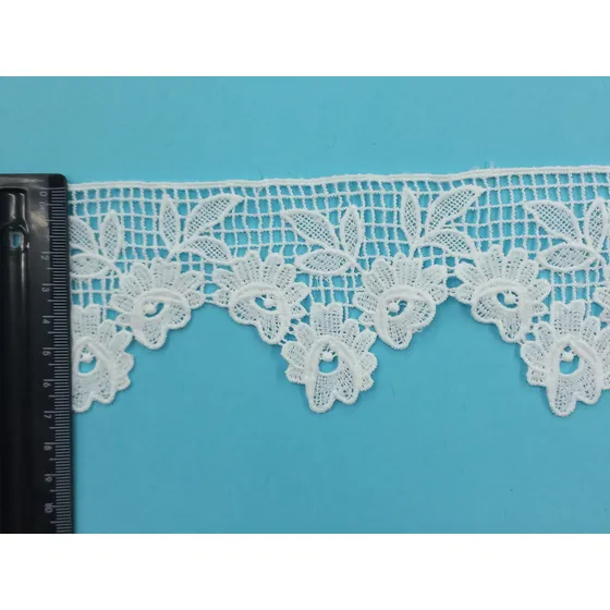 Renda Guipir Telada Bico Com Flores  Cod10205 Branco Off