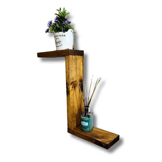 Estante Repisa 2 Pisos Tipo S Colgar Pared Madera Pintado