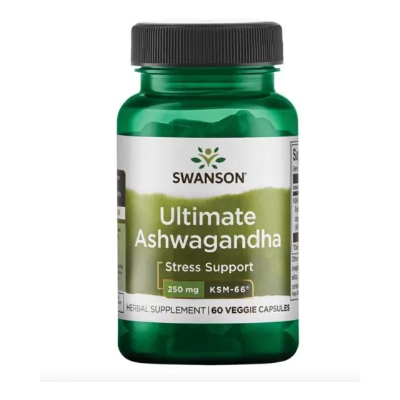 Swanson | Ultimate Ashwagandha Ksm-66 | Certificada Organica | 250 mg Extracto x Cap | 60 Caps