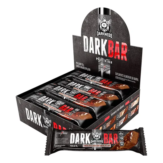Barra De Proteína Dark Bar 8 Unidades Sabor Chocolate Ao Leite Com Choco Chips 720g Darkness