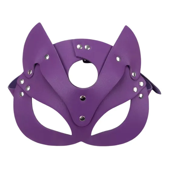 Máscara Antifaz Tachas Gatubela + Collar Puntas Gótico Lila -
