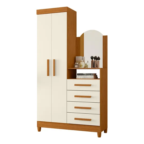Cômoda Roupeiro New Capri 2 Portas E 4 Gavetas Com Espelho