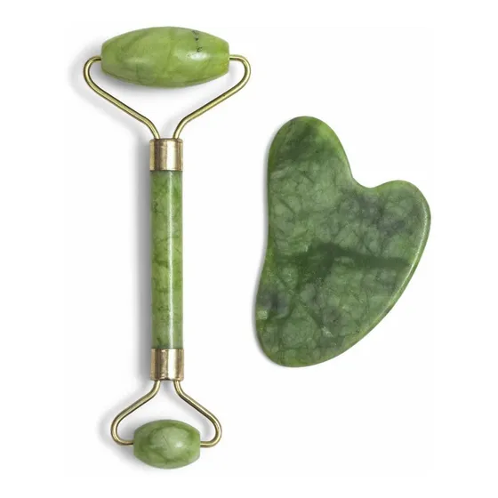 Rodillo Facial Jade/ Roll Jade + Gua Sha Masajeador Facial