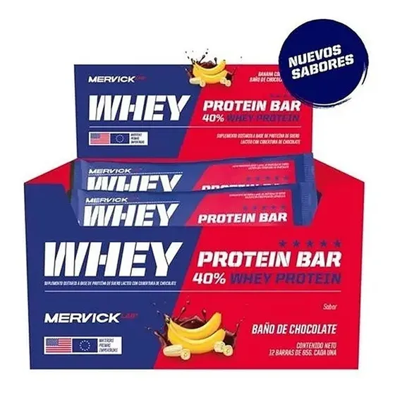 Whey Protein Bar Caja 12 Unidades 65 Grs C/u Mervick