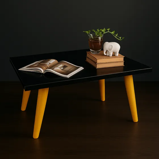 Mesa Retangular De Cento Pés Palito Pvc Caramelo Modernic
