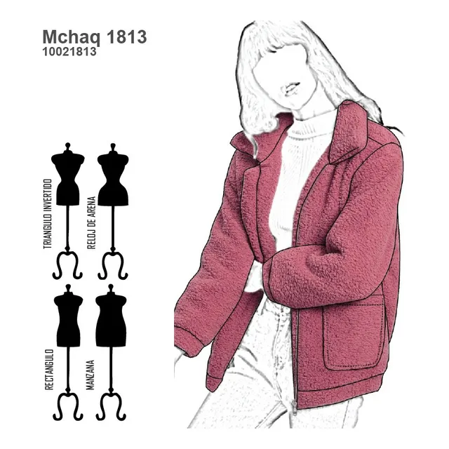 Molde, Patrón Chaqueta Polar Teddy Bear Mujer