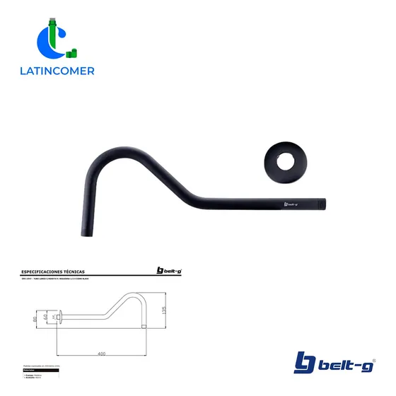 Tubo Largo Para Regadera 1/2 X Cisne Black. Gri-1947