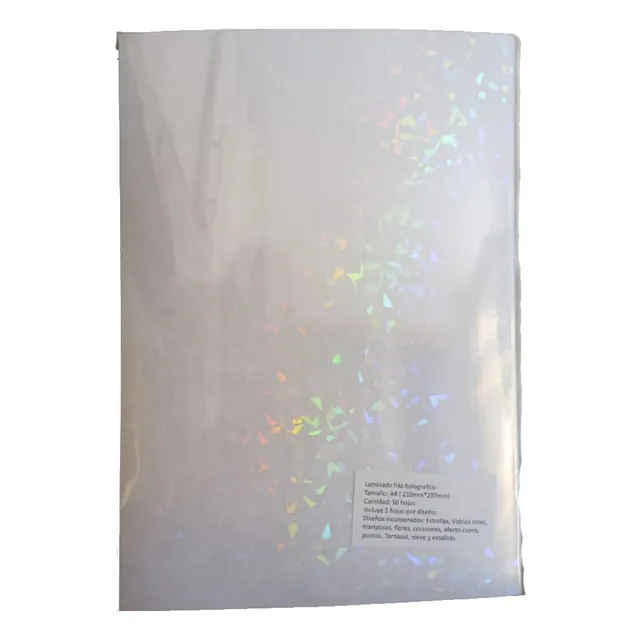 Resma Laminado Frío Holografica, 50 Hjs A4(mix.)10 Diseños