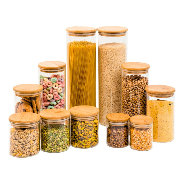 11 Porta Mantimentos Herméticos Vidro Bambu Silicone Premium Madeira