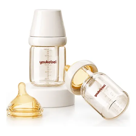 Mamadeira De Vidro 80/160ml Anticólica Antiengasgo Youkebei Marrom 160ml Simples/seguro, Inofensivo E De Alta Qualidade.