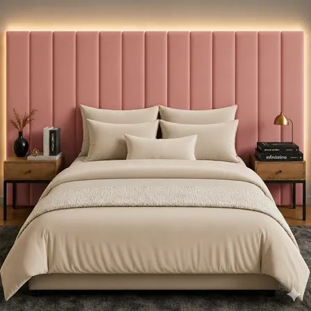 Cabeceira Modular King Premium 10 Placas 110x20 Infiniteline Rosa Goiaba