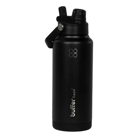 Termo Botella Agua Termica Acero Inoxidable Buffer Flask 1lt Tapa 2 En 1 - Black