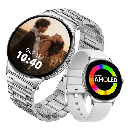 Relógios Inteligentes Smartwatch Ultrafino Amoled Feminino Prateado