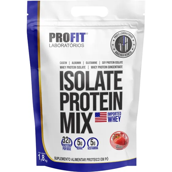 Whey Isolate Protein Mix Refil 1,8kg - Profit Labs Sabor Morango