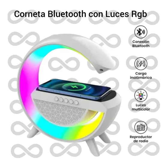 Lámpara Rgb Corneta Bluetooth Con Carga Inalámbrica
