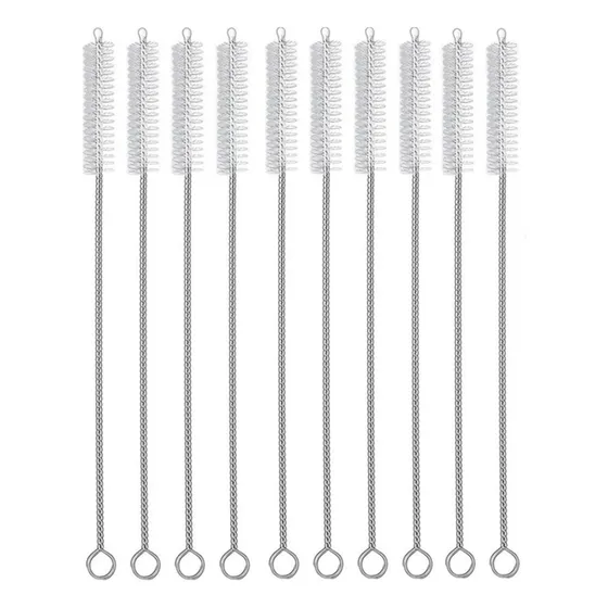Cepillo Limpia Popote Reutilizable Acero Inoxidable 10pcs Color Plateado