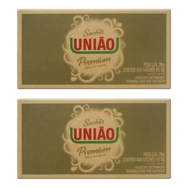 Açúcar União Premium Caixa C/ 400 Sachês - Kit C/ 2 Cxs