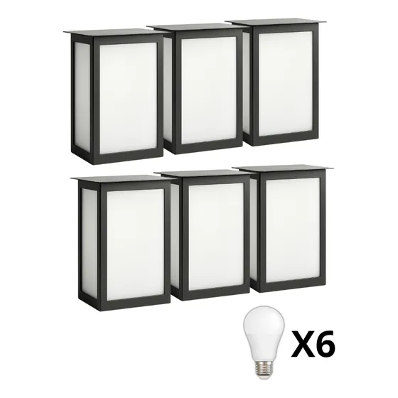 6 Farol Exterior Pared / 6 Led 10watt Art 2000