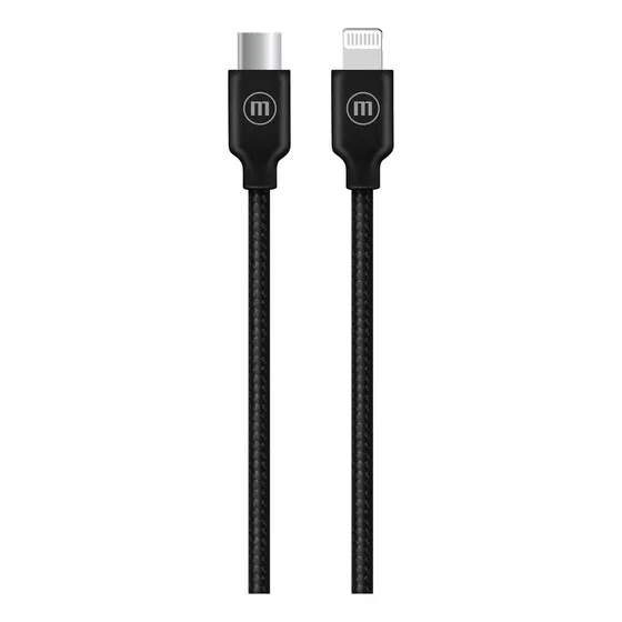 Cable Trenzado Usb-c A Lightning Maxell 2metros Carga Rápida Color Negro