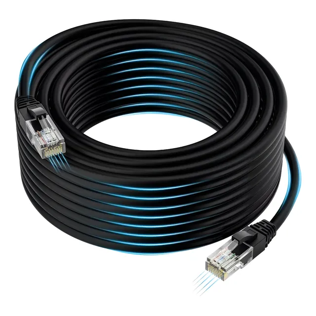 Cable De Red Cat6 50 Metros Para Exterior Conector Blindado