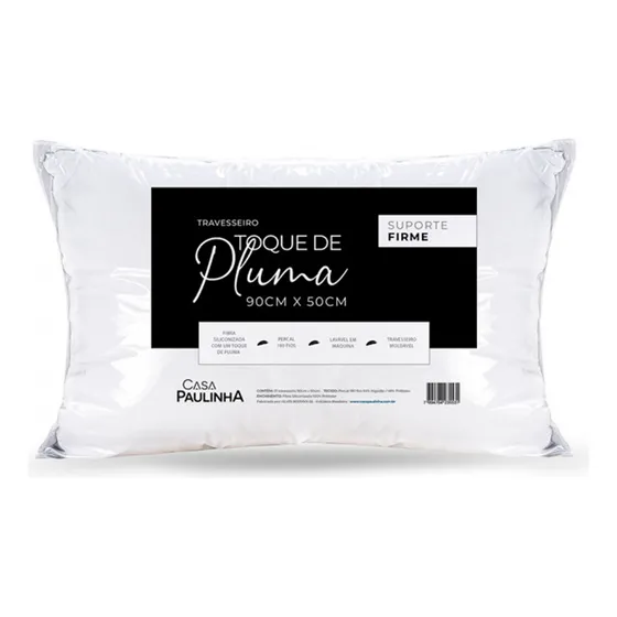 Travesseiro King 90x50 Toque De Pluma Percal 180 Fios Firme