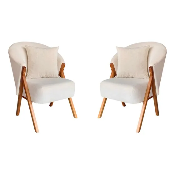 2 Poltronas Ibisa + Almofadas Bouclê Recepção Sala Quarto