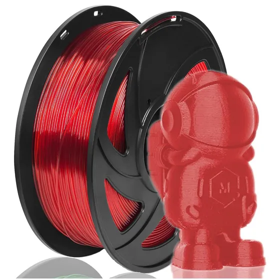Filamento 0.069 in Petg Transparente Rojo Consumible 3d