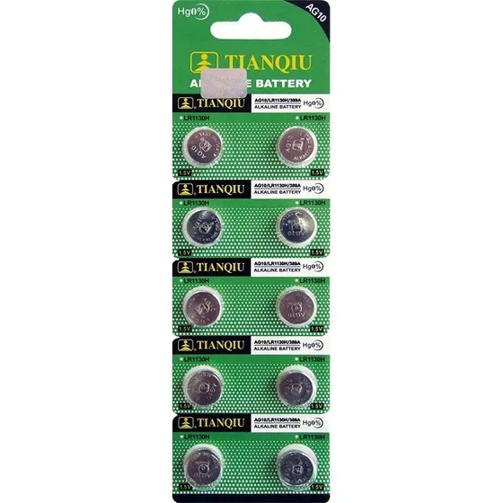 Pila Batería De Boton Alcalina Ag10 Blister 10 Unidades