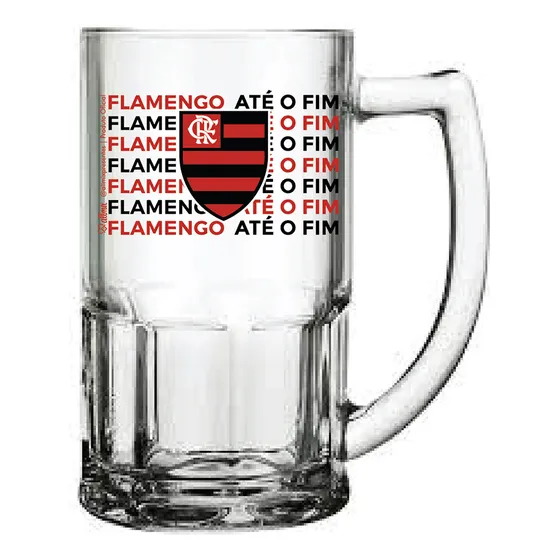 Caneca Chopps Cerveja Vidro 340ml Licenciada Escudo Flamengo