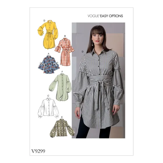 Vogue Patron Costura Para Mujer Estilo Blusa Tunica Boton