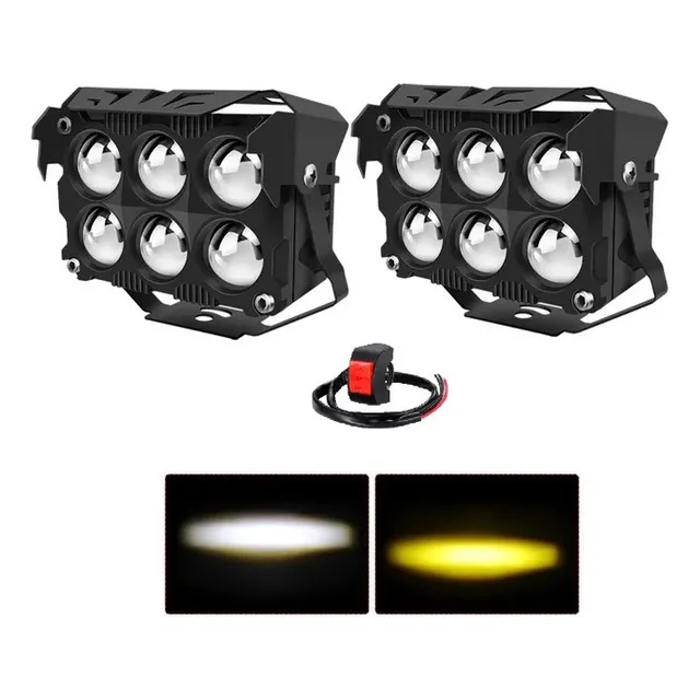 Faros Led Doble Color 6x6 Lupas 45000lm 2pcs