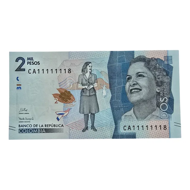 Billete Colombiano 2000 Pesos Unc - Serial Cometa Ca11111118