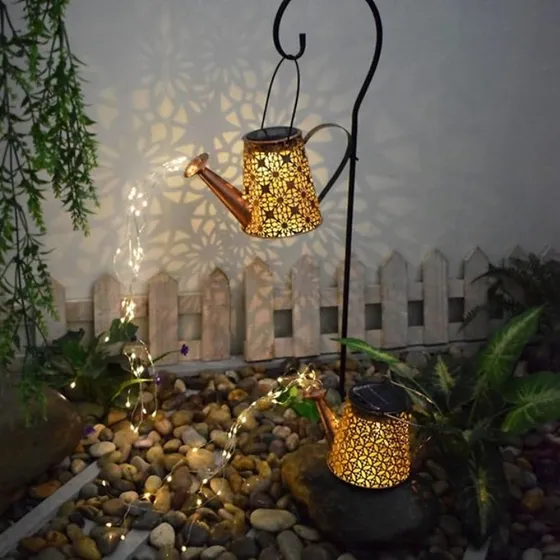 Estaca Luz Led Solar Diseño Decorativo Patio Jardin Exterior Regadera Flor Y Estrella