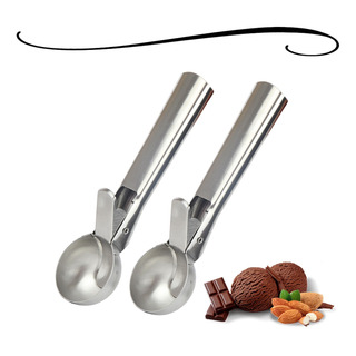 Kit 2 Colheres De Sorvete Bola Com Ejetor Inox Profissional Kit 2 Colheres De Sorvete Bola Com Ejetor Inox Profissional