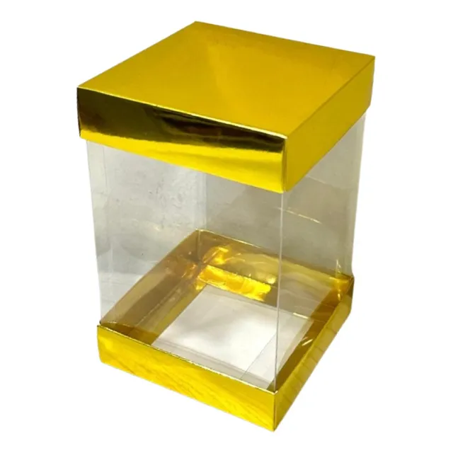6 Cajas Doradas De Regalo Acetato (15cm)