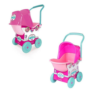 Carrinho De Boneca Ninos Cotiplás Rosa Com Verde Água 2215 Carrinho De Boneca Ninos Cotiplás Rosa Com Verde Água 2215