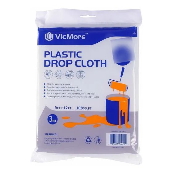 Paño Plastico Resistente 3 Mil Para Pintar 9.2 Ft 11.5 Agua