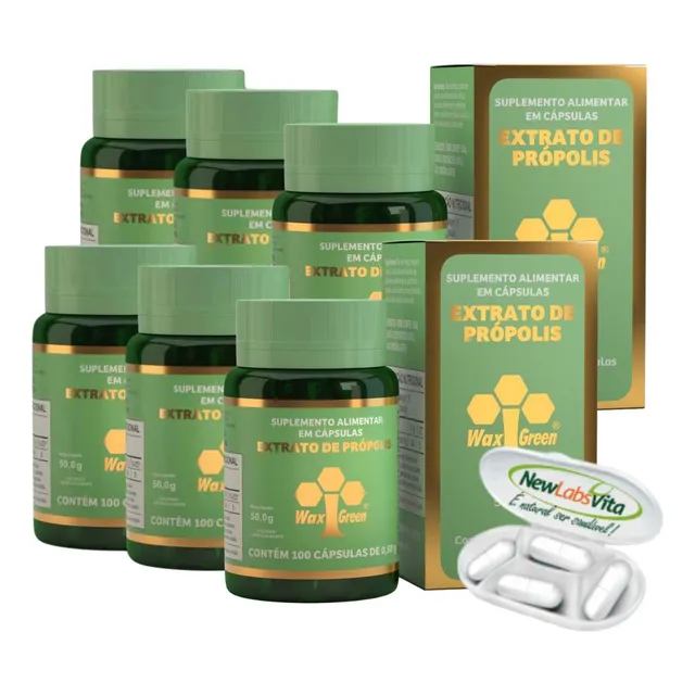 Kit 6 Própolis Verde Extrato 80% - 100 Cápsulas Wax Green
