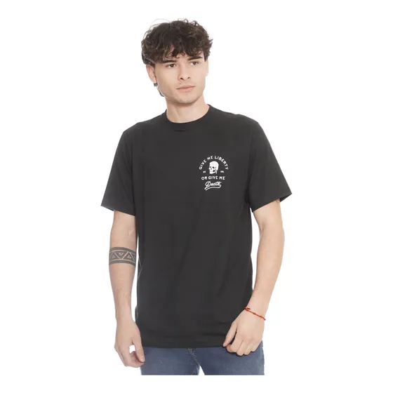 Remera Negra Estampada Algodon Hombre Exotikeo