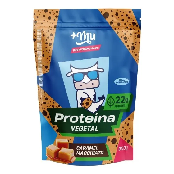 Refil Proteína Vegetal 900g +mu Muke Sabor Caramelo Machiatto