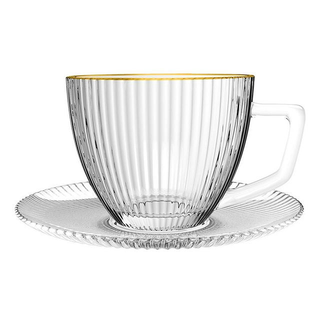 Jogo 6 Xícaras 90ml Café Borda Dourada Graffiato Hauskraft C Cor Transparente Com Borda Do... Jogo 6 Xícaras 90ml Café Borda Dourada Graffiato Hauskraft C Cor Transparente Com Borda Do...