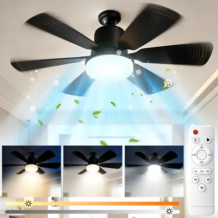 52cm Ventilador Techo Lampara Con Remoto 3 Velocid 6 Aspas