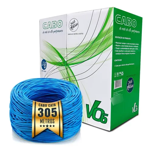 Cabo de Rede UTP Cat6 305m Azul Panduit para Redes de Alta