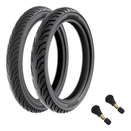 Par Pneu 90/90-18 + 275-18 Tubeless Ss48 Rinaldi + Bicos