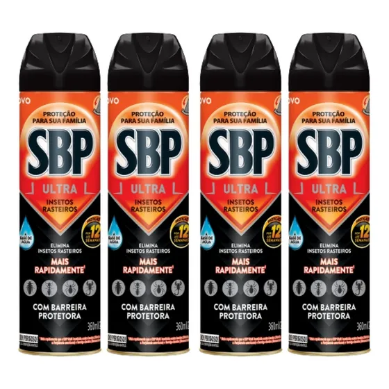 Kit 4 Multi-inseticidas Insetos Rasteiros Ultra Sbp 360ml